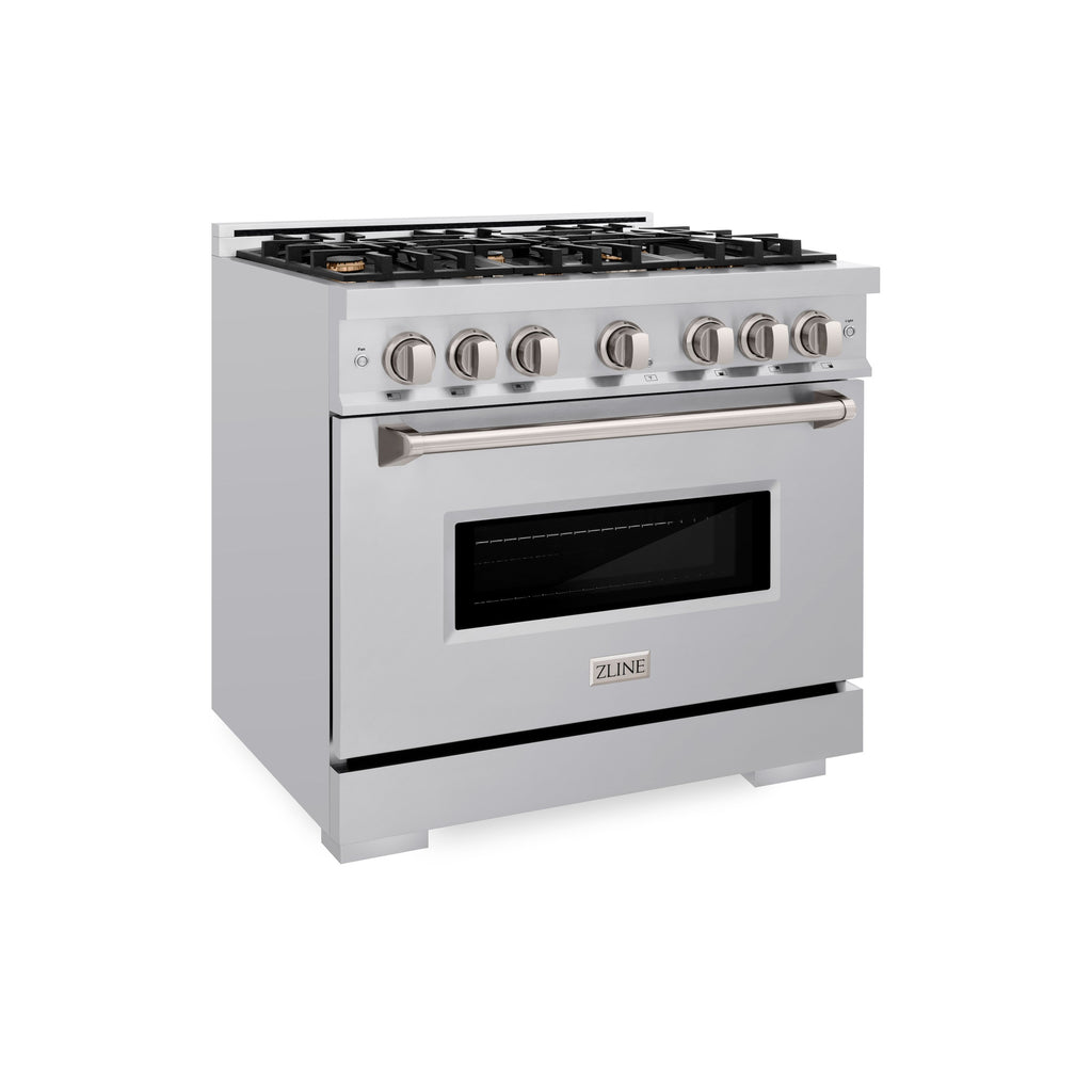 ZLINE 36 in. Gas Range with Convection Gas Oven, 5.2 cu. ft. Capacity, 6 Brass Burners, Stainless Steel, MODEL CGR-BR-36