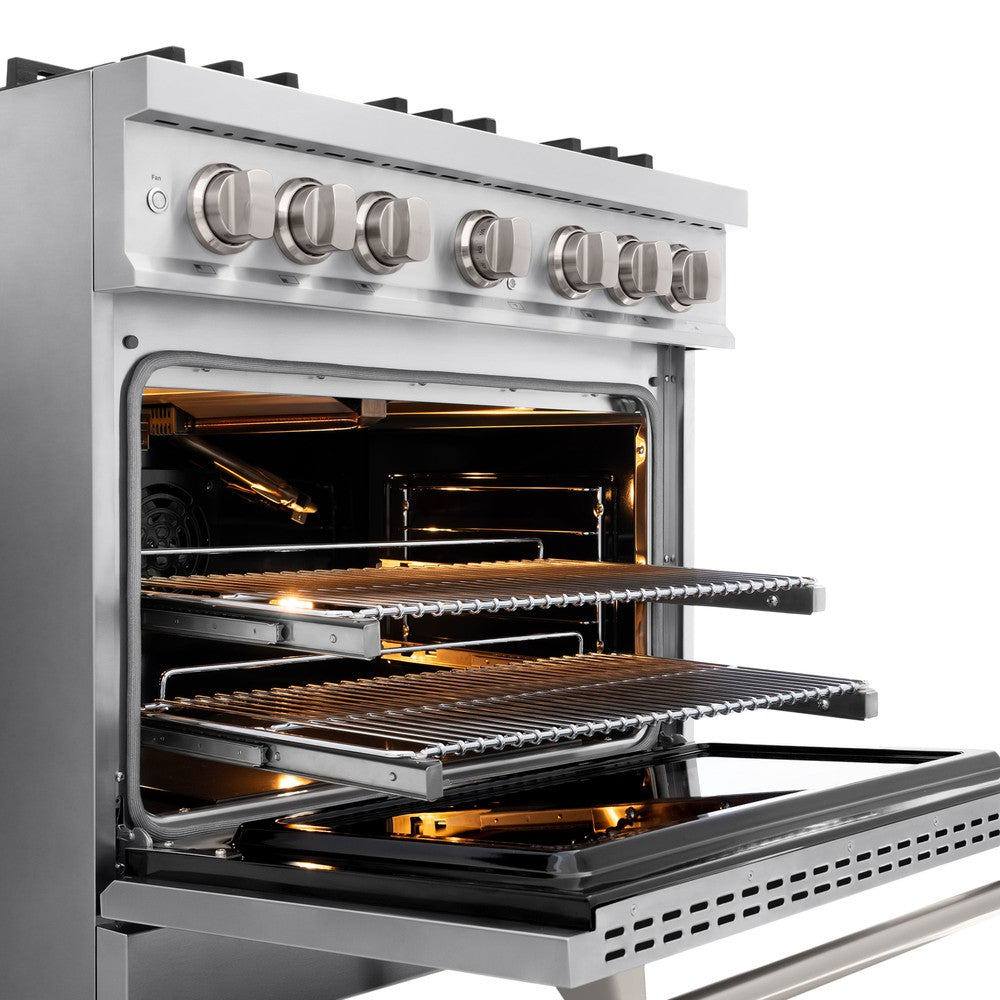 ZLINE 36 in. Gas Range with Convection Gas Oven, 5.2 cu. ft. Capacity, 6 Brass Burners, Stainless Steel, MODEL CGR-BR-36