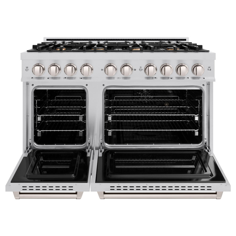 ZLINE 48 in. Classic Double Oven Gas Range with 8 Brass Burners, 6.7 cu. ft., Stainless Steel, MODEL CGR-BR-48