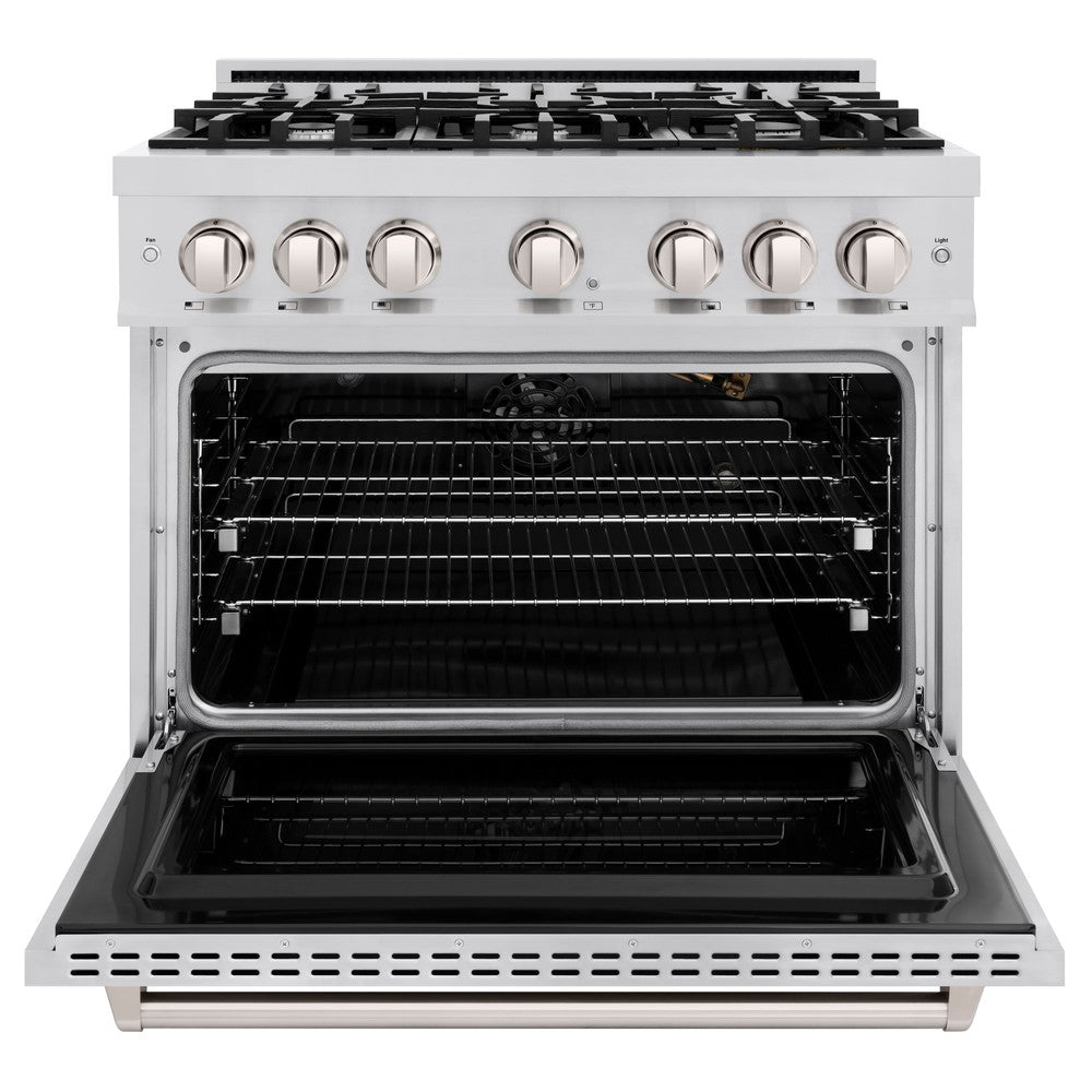 ZLINE 36 in. Dual Fuel Range 5.2 cu. ft. Stainless Steel 6 Gas Burners Electric Convection Oven, MODEL CDR36