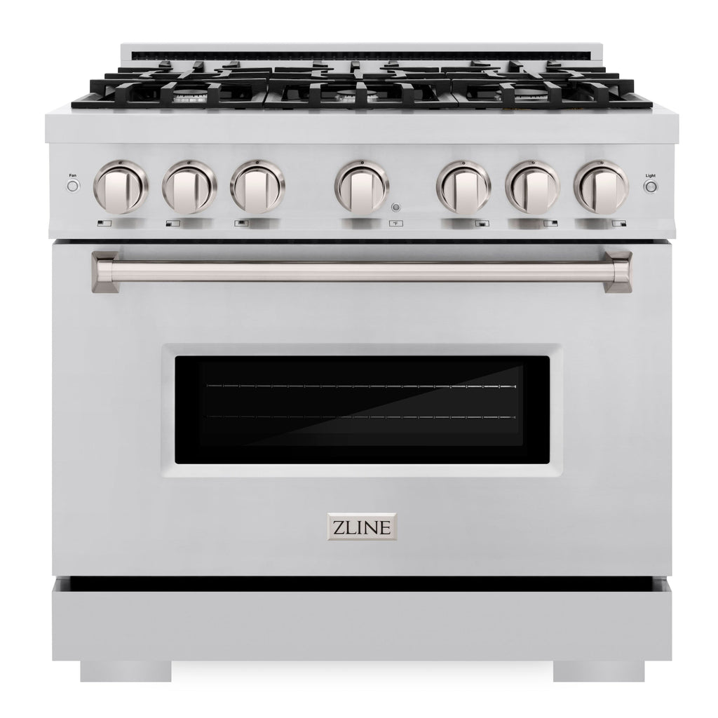 ZLINE 36 in. Dual Fuel Range 5.2 cu. ft. Stainless Steel 6 Gas Burners Electric Convection Oven, MODEL CDR36