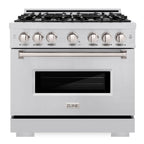 ZLINE 36 in. Dual Fuel Range 5.2 cu. ft. Stainless Steel 6 Gas Burners Electric Convection Oven, MODEL CDR36