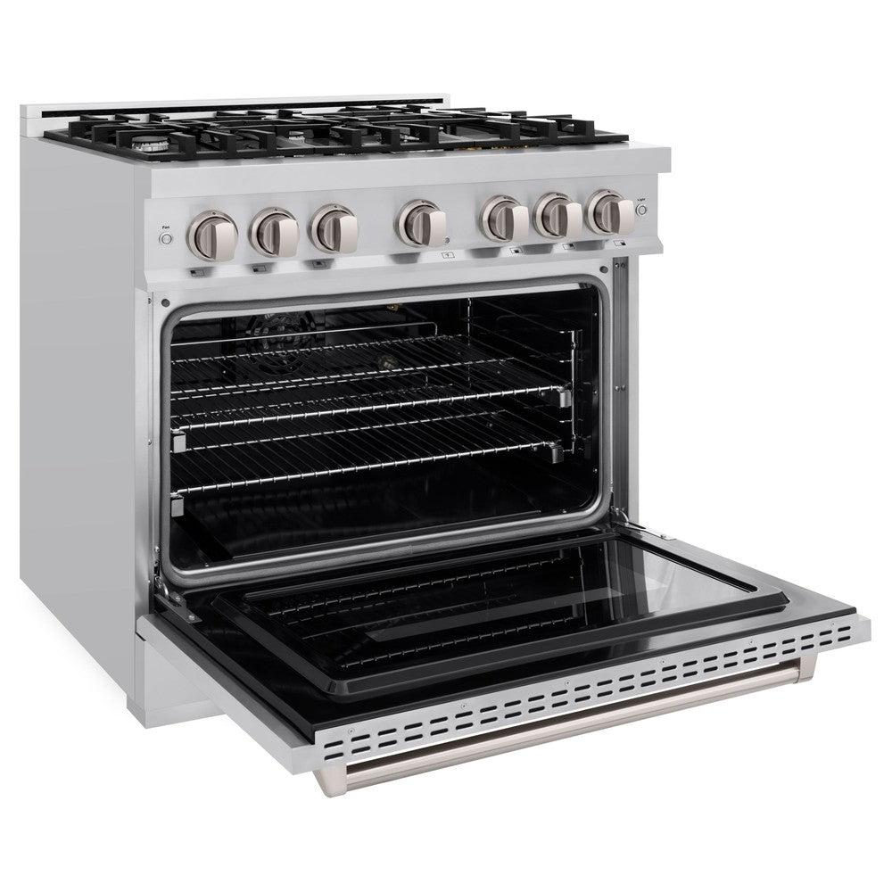 ZLINE 36 in. Dual Fuel Range 5.2 cu. ft. Stainless Steel 6 Gas Burners Electric Convection Oven, MODEL CDR36