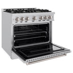 ZLINE 36 in. Dual Fuel Range 5.2 cu. ft. Stainless Steel 6 Gas Burners Electric Convection Oven, MODEL CDR36