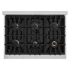 ZLINE 36 in. Dual Fuel Range 5.2 cu. ft. Stainless Steel 6 Gas Burners Electric Convection Oven, MODEL CDR36