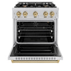 ZLINE 30 in. Gas Range 4.2 cu. ft. 4 Burners Stainless Steel with Champagne Bronze Accents (CGRZ-30-CB)