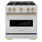 ZLINE 30 in. Gas Range 4.2 cu. ft. 4 Burners Stainless Steel with Champagne Bronze Accents (CGRZ-30-CB)