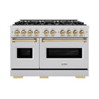 ZLINE 48 in. Gas Range Double Oven 6.7 cu. ft. 8 Burners Stainless Steel with Champagne Bronze Accents (CGRZ-48-CB)