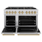 ZLINE 48 in. Gas Range Double Oven 6.7 cu. ft. 8 Burners Stainless Steel with Champagne Bronze Accents (CGRZ-48-CB)