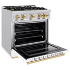 ZLINE 30 in. Classic Gas Range 4.2 cu. ft. 4 Burner Cooktop Convection Gas Oven Stainless Steel White Matte Door Polished Gold Accents (CGRZ-WM-30-G)
