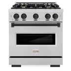 ZLINE 30 in. Gas Range 4.2 cu. ft. 4 Burner Stainless Steel with Matte Black Accents (CGRZ-30-MB)