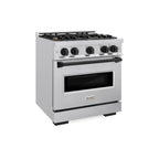ZLINE 30 in. Gas Range 4.2 cu. ft. 4 Burner Stainless Steel with Matte Black Accents (CGRZ-30-MB)