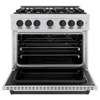 ZLINE 36 in. Gas Range 5.2 cu. ft. 6 Burners Stainless Steel with Matte Black Accents, MODEL CGRZ-36-MB