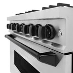 ZLINE 36 in. Gas Range 5.2 cu. ft. 6 Burners Stainless Steel with Matte Black Accents, MODEL CGRZ-36-MB
