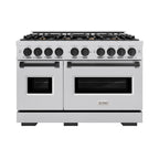 ZLINE 48 in. Gas Range Double Oven 6.7 cu. ft. 8 Burner Stainless Steel with Matte Black Accents (CGRZ-48-MB)