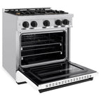 ZLINE Autograph Edition 30 in. 4.2 cu. ft. Classic Gas Range with 4 Burners, Stainless Steel with White Matte Door and Matte Black Accents (CGRZ-WM-30-MB)