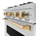 ZLINE 30 in. Gas Range 4.2 cu. ft. 4 Burner Stainless Steel with Polished Gold Accents (CGRZ-30-G)