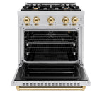 ZLINE 30 in. Gas Range 4.2 cu. ft. 4 Burner Stainless Steel with Polished Gold Accents (CGRZ-30-G)