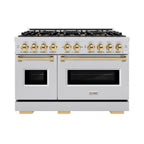 ZLINE 48 in. Gas Range Double Oven 6.7 cu. ft. 8 Burners Stainless Steel with Polished Gold Accents (CGRZ-48-G)