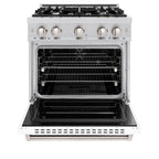 ZLINE 30 in. Classic Dual Fuel Range with 4 Gas Burners and Electric Convection Oven, 4.2 cu. ft., Stainless Steel with White Matte Door (CDR-WM-30)