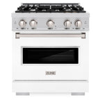 ZLINE 30 in. Classic Dual Fuel Range with 4 Gas Burners and Electric Convection Oven, 4.2 cu. ft., Stainless Steel with White Matte Door (CDR-WM-30)