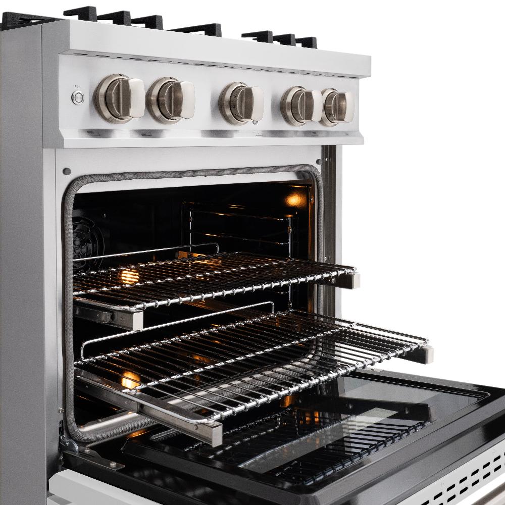 ZLINE 30 in. Classic Dual Fuel Range with 4 Gas Burners and Electric Convection Oven, 4.2 cu. ft., Stainless Steel with White Matte Door (CDR-WM-30)