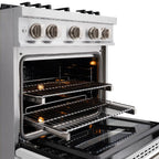 ZLINE 30 in. Classic Dual Fuel Range with 4 Gas Burners and Electric Convection Oven, 4.2 cu. ft., Stainless Steel with White Matte Door (CDR-WM-30)