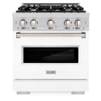 ZLINE 30 in. Gas Range 4.2 cu. ft. 4 Burner Cooktop Convection Oven Stainless Steel with White Matte Door, MODEL CGR-WM-30