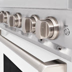 ZLINE 30 in. Gas Range 4.2 cu. ft. 4 Burner Cooktop Convection Oven Stainless Steel with White Matte Door, MODEL CGR-WM-30