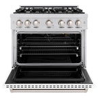 ZLINE 36 in. Classic Gas Range with 6 Burners, 5.2 cu. ft. Oven Capacity, Stainless Steel with White Matte Door (CGR-WM-36)