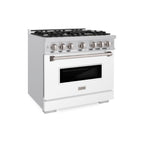 ZLINE 36 in. Classic Gas Range with 6 Burners, 5.2 cu. ft. Oven Capacity, Stainless Steel with White Matte Door (CGR-WM-36)