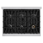 ZLINE 36 in. Classic Gas Range with 6 Burners, 5.2 cu. ft. Oven Capacity, Stainless Steel with White Matte Door (CGR-WM-36)