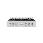 ZLINE 36" Rangetop in Stainless Steel with 6 Gas Brass Burners and Griddle, RT-BR-GR-36