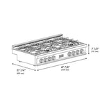 ZLINE 48" Rangetop in Stainless Steel with 7 Gas Burnes and Griddle, RT-GR-48