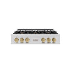 ZLINE Autograph Edition 36 Inch Porcelain Rangetop with 6 Gas Burners in Stainless Steel and Champagne Bronze Accents, RTZ-36-CB
