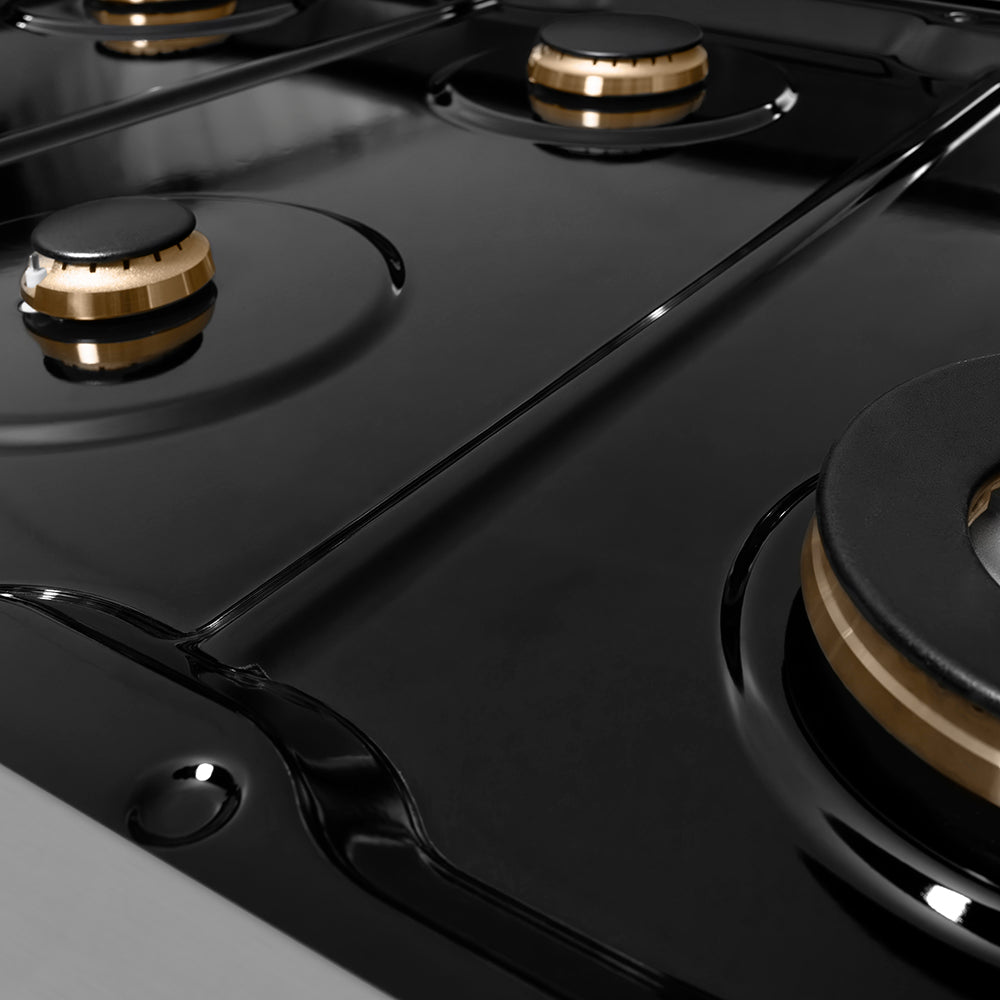 ZLINE Autograph Edition 36 Inch Porcelain Rangetop with 6 Gas Burners in Stainless Steel and Champagne Bronze Accents, RTZ-36-CB