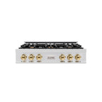 ZLINE Autograph Edition 36 in. Gas Rangetop in Stainless Steel and Gold Accents, RTZ-36-G
