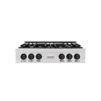 ZLINE Autograph Edition 36 in. Porcelain Rangetop with 6 Gas Burners in Stainless Steel and Matte Black Accents, RTZ-36-MB