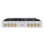ZLINE Autograph Edition 48 In. Rangetop with 7 Gas Burners in Stainless Steel and Champagne Bronze Accents, RTZ-48-CB