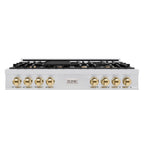 ZLINE Autograph Edition 48 in. Gas Rangetop in Stainless Steel and Gold Accents, RTZ-48-G