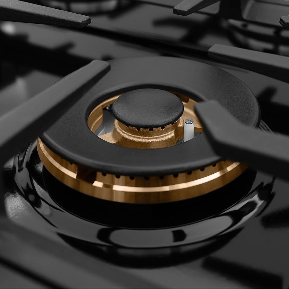 ZLINE Autograph Edition 48 in. Porcelain Rangetop with 7 Gas Burners in Stainless Steel and Matte Black Accents, RTZ-48-MB