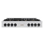 ZLINE Autograph Edition 48 in. Porcelain Rangetop with 7 Gas Burners in Stainless Steel and Matte Black Accents, RTZ-48-MB