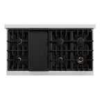 ZLINE Autograph Edition 48 in. Porcelain Rangetop with 7 Gas Burners in Stainless Steel and Matte Black Accents, RTZ-48-MB