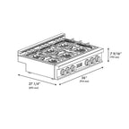 ZLINE 36" Classic Gas Rangetop with 6 Burner DuoPro™ Cooktop in Satin Stainless Steel, PCRTS-36