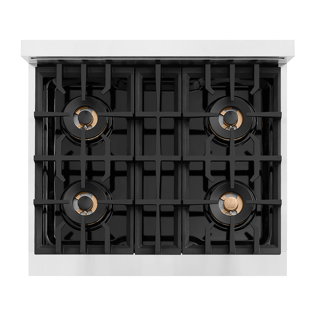 ZLINE Autograph Edition 30" Classic Gas Rangetop with 4 Burner DuoPro™ Cooktop in Stainless Steel and Polished Gold Accents, PCRTZ-30-G