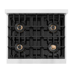 ZLINE Autograph Edition 30" Classic Gas Rangetop with 4 Burner DuoPro™ Cooktop in Stainless Steel and Polished Gold Accents, PCRTZ-30-G