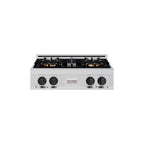 ZLINE Autograph Edition 30" Classic Gas Rangetop with 4 Burner DuoPro™ Cooktop in Stainless Steel and Matte Black Accents, PCRTZ-30-MB