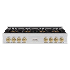 ZLINE Autograph 48" Classic Gas Rangetop with 8 Burner DuoPro™ Cooktop in Stainless Steel and Champagne Bronze Accents, PCRTZ-48-CB