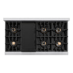ZLINE Autograph 48" Classic Gas Rangetop with 8 Burner DuoPro™ Cooktop in Stainless Steel and Polished Gold Accents, PCRTZ-48-G