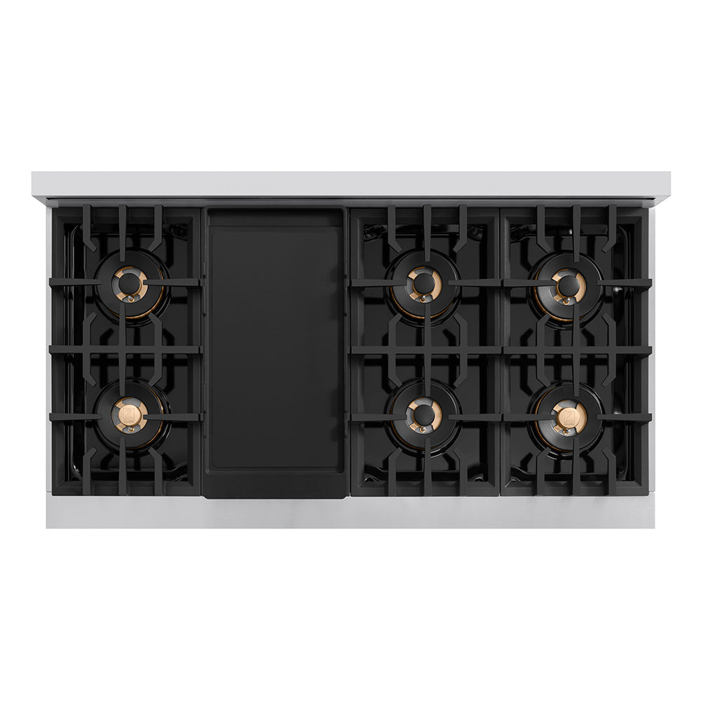 ZLINE Autograph 48" Classic Gas Rangetop with 8 Burner DuoPro™ Cooktop in Stainless Steel and Matte Black Accents, PCRTZ-48-MB